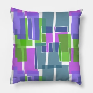 Colorful Teal Mid Century Modern 60s Style Geometric Cut Outs Pattern Pillow