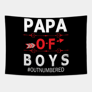 Papa Of Boys Out Numbered Happy Father Parent Summer Vacation July 4th Independence Day Tapestry