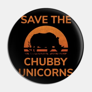 Save The Chubby Unicorns T-Shirt Fat Unicorn Distressed Design Pin