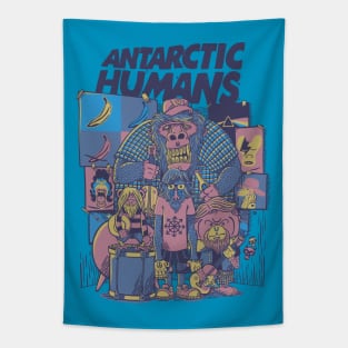 Antarctic Humans Blue Tapestry