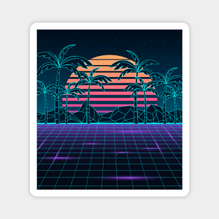 80s Loveliest Sunset Synthwave Magnet