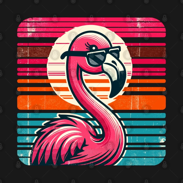 Cool Retro Flamingo in Sunglasses 70s 80s 90s Funny Flamingo by KsuAnn