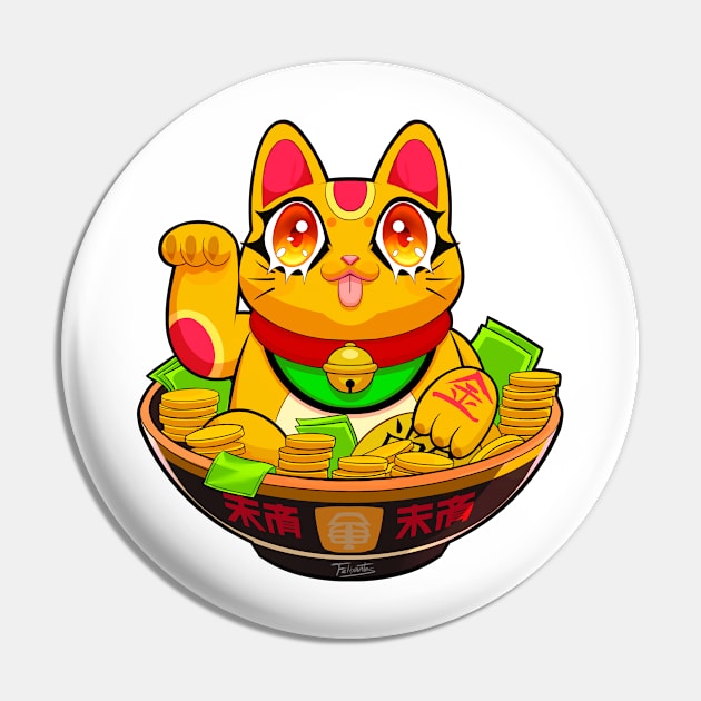 Cute Maneki Neko Ramen T-Shirt 4 Pin by felixantosart