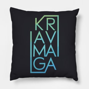 Krav Maga Blue Brick Lettering Pillow