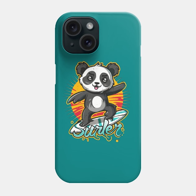 Cute Panda Surfer Phone Case by Signum