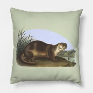 Otter Wildlife Illustration Pillow