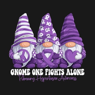 Funny Gnomies Pulmonary Hypertension Awareness Month Purple Ribbon Gift Idea T-Shirt