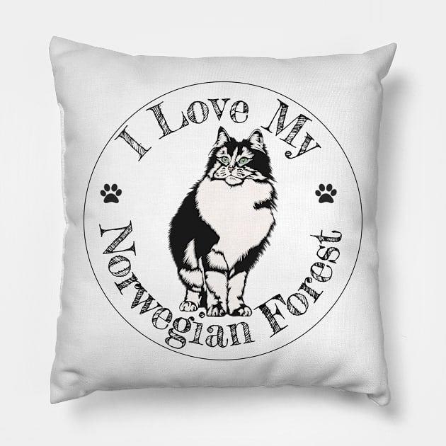 I Love My Norwegian Forest Bi-Colour Pillow by Miozoto_Design