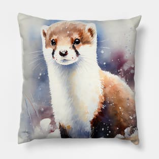 Arctic Stoat - Watercolor Paint Pillow