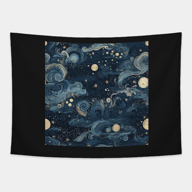 Step into a Celestial Dream: Introducing Our Captivating 'Starry Night' Collection! Tapestry by PixelPusherArt