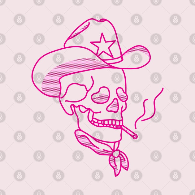 Hot Pink Western Cowboy Hat Skull Smoking by YourGoods