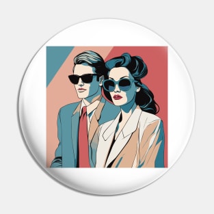 Trendy Duo Eyewear Fashionable Sunglass Squad Pop Art Deco Pin