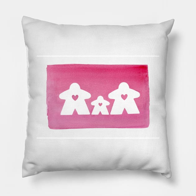 Pink Gamer Meeple Family Pillow by gloobella