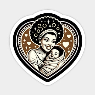 African mother. Vintage motherhood heart t-shirt, Retro Mom and baby love graphic tee, Unique mother's day gift Magnet