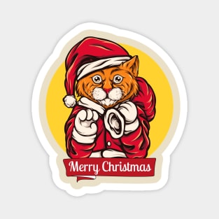 Merry Christmas Santa Cat Magnet