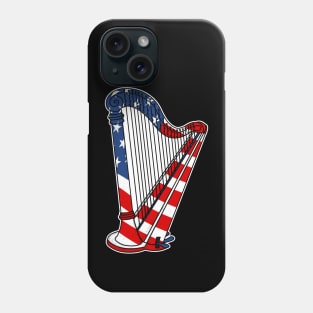 4th July Harp American Flag Harpist Phone Case