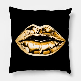 Golden Lips Pillow