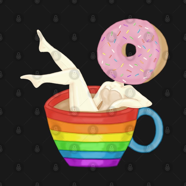 Sprinkle Donut Pin Up Girl in Coffee by tesiamarieart