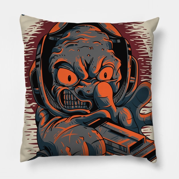 Alien Shooter Guns Pillow by Pixel Poetry