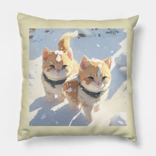 Two Kittens in the Snow Pillow