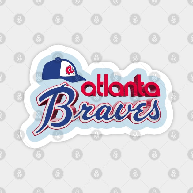 Atlanta Braves 3D - Hank Aaron era 1970s Cap and Logo Magnet by RetroZest