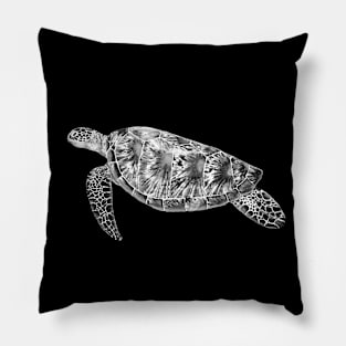 Black and White Sea Turtle Pillow