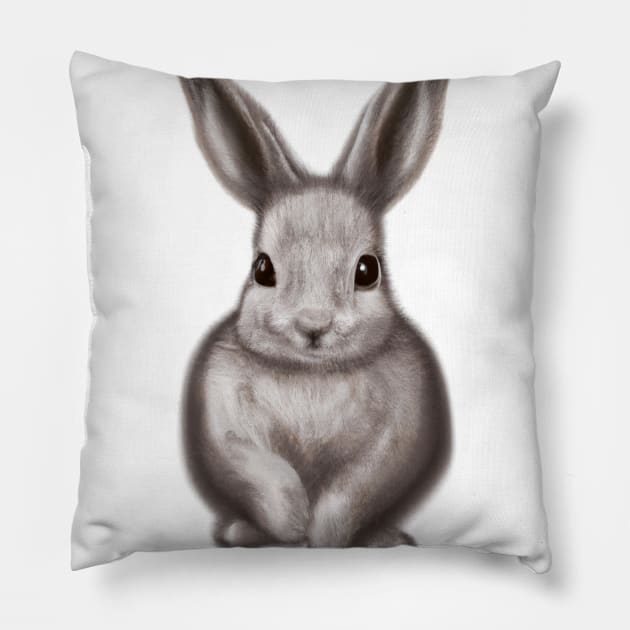 Cute Rabbit Drawing Pillow by Play Zoo
