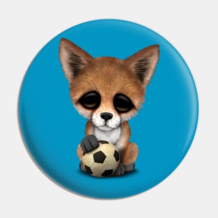 Cute Baby Fox With Football Soccer Ball Pin