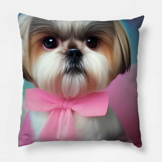 Unleash Your Furrr-Ever Fabulous Style with Our Shih Tzu Dog T-Shirt! Pillow by TshirtLABS