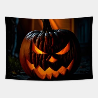 Dark Halloween Jack O Lantern Pumpkin Tapestry