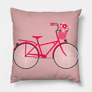 Bike Pink Flower Pillow