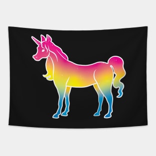 Pansexual Pride Unicorn on Black Tapestry