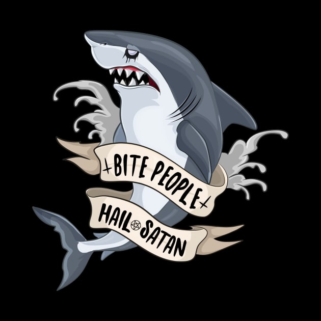 Bite People Hail Satan Shark by Eugenex