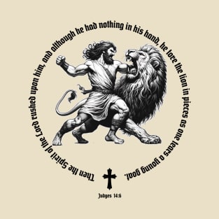 Samson And The Lion Gym Motivaton T-Shirt