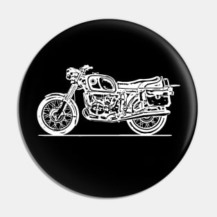 R75 Bike With Leather Pack White Sketch Art Pin