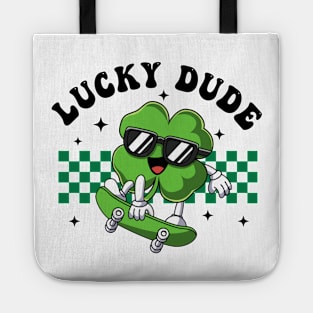 Lucky Dude, Boy St Patricks Day,Clover Skateboarding, Shamrock Tote