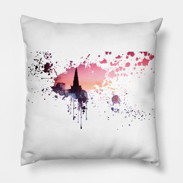 Church painting Pillow by nuijten