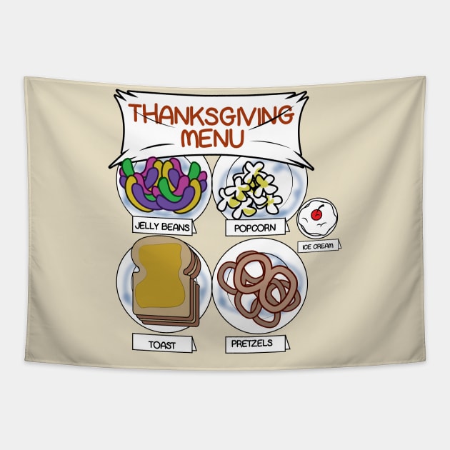 Charlie's Family Thanksgiving Menu Tapestry by Gimmickbydesign