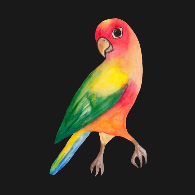 Colorful watercolor yellow parrot by deadblackpony