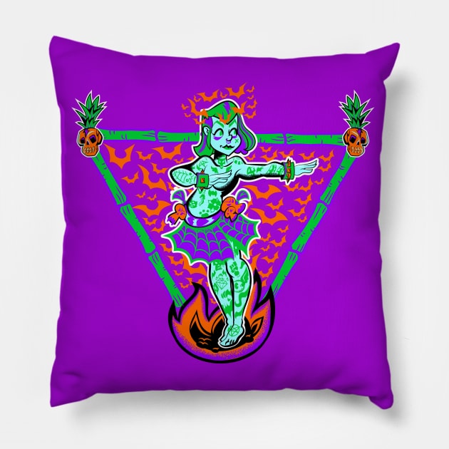 Halloween Hula Dancer Pillow by mannycartoon