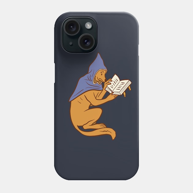 Cute Medieval Cat with Reading illustration Phone Case by MariOyama