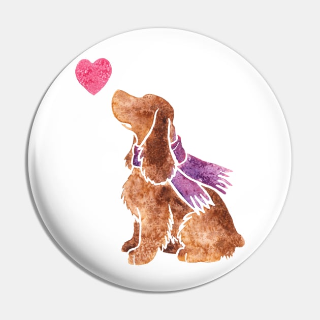 Watercolour Cocker Spaniel Pin by animalartbyjess