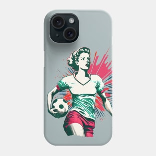 Womens Badass Soccer Player with Ball Retro Design Phone Case