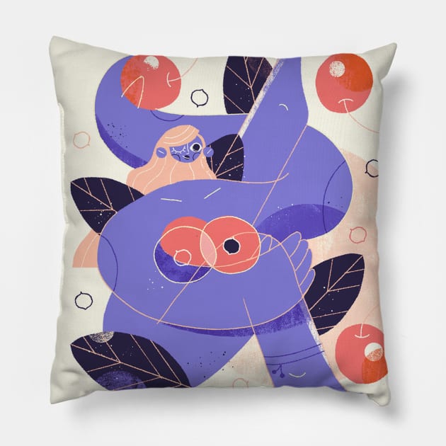 Fruit Ladies yoga cherry Pillow by FruitLadies99