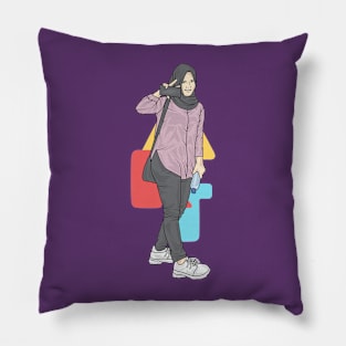 Girl In Lavender Outfit Pillow