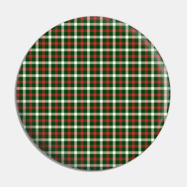 Christmas Holly Green and Red Tartan Check with Wide White Lines Pin by podartist