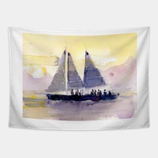 Sunset at the Keys - Sail boat Tapestry