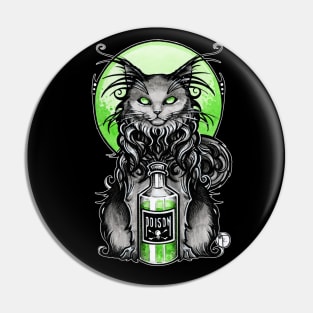 Black Cat With Poison Bottle Pin