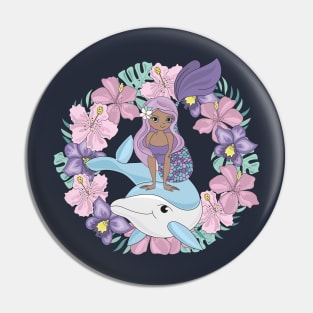 Mermaid dolphin floral ring Pin