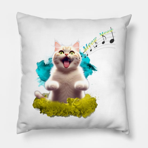 Singing Cat Pillow by Kalypol